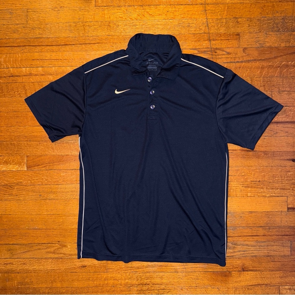 Nike Dri Fit 3 Button Navy Polo Medium